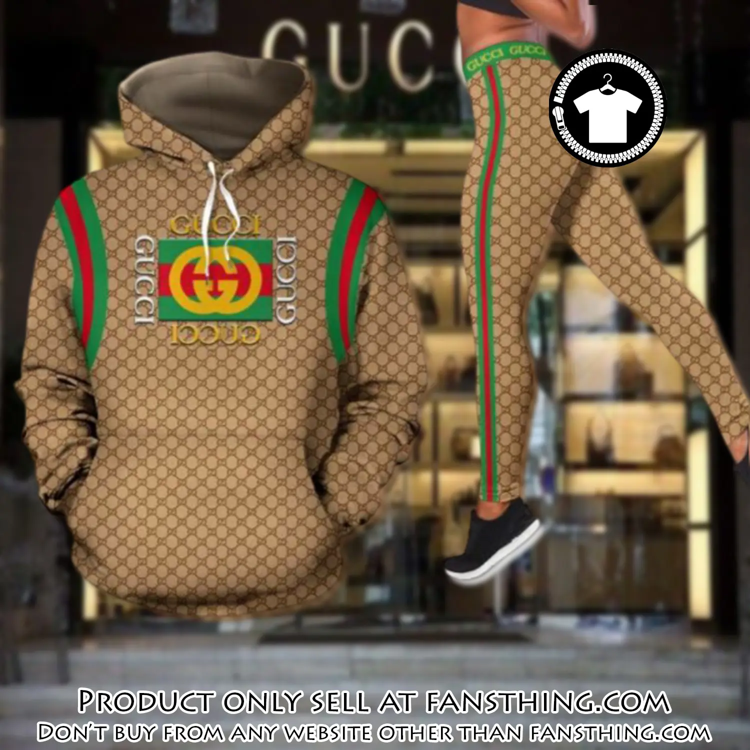 Gucci stripe hoodie legging set luxury for women fst5506859